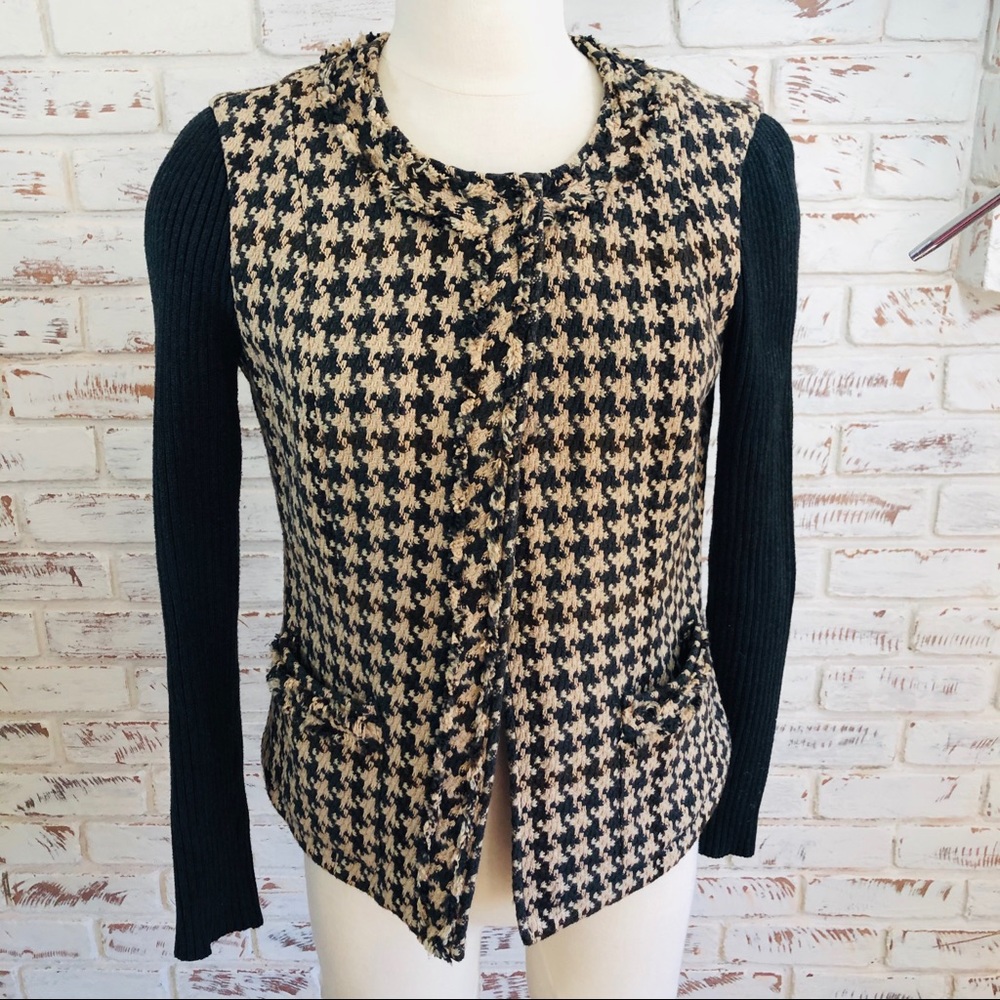 Cabi Hounds tooth Sweater Jacket Size 2 Retro Office Casual